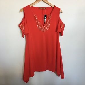 Cold Shoulder Embellished Tunic Sz S